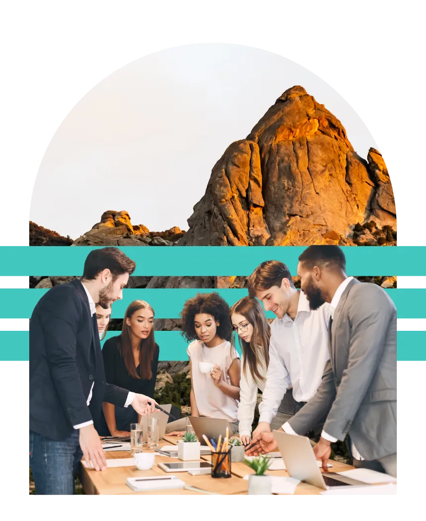 Team collaborating on sustainability solutions