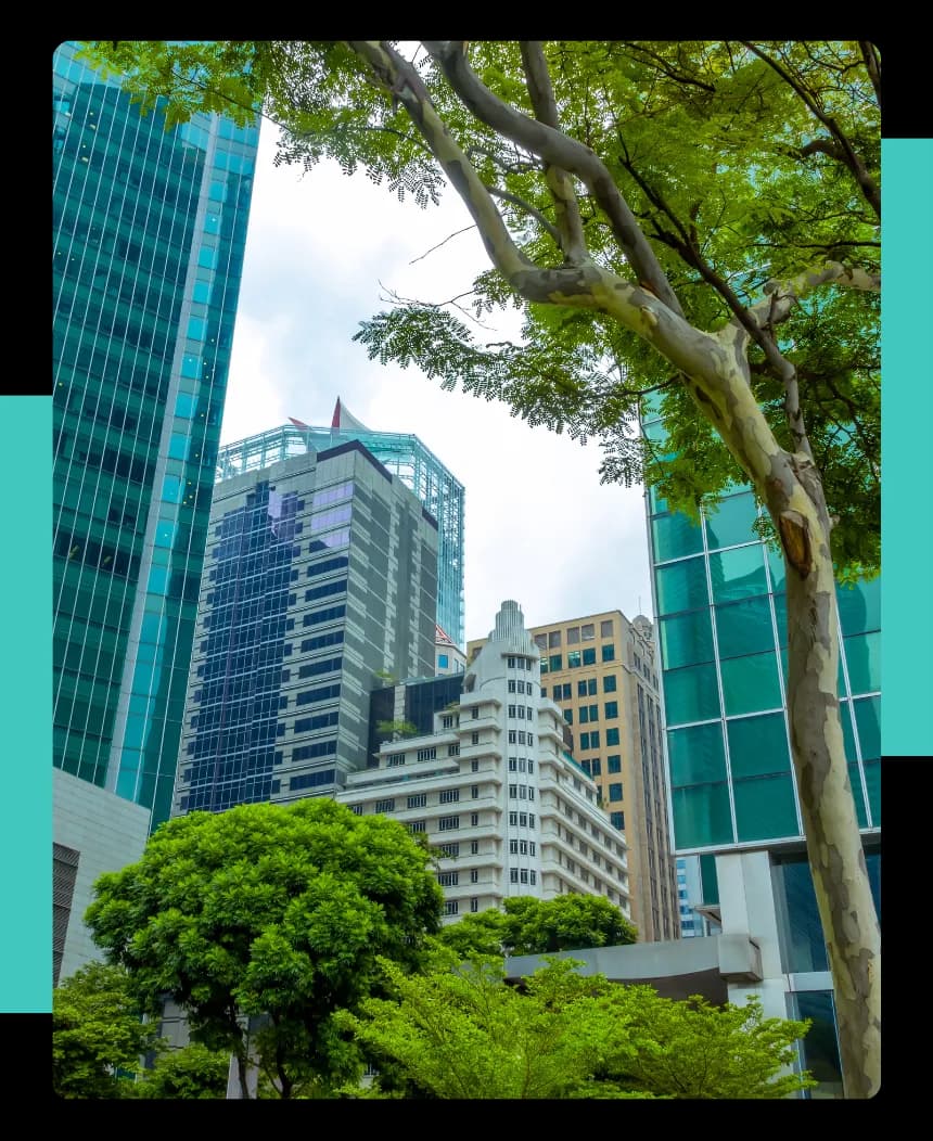 Gebäude als Symbol für Benchmarks und andere Unternehmen.