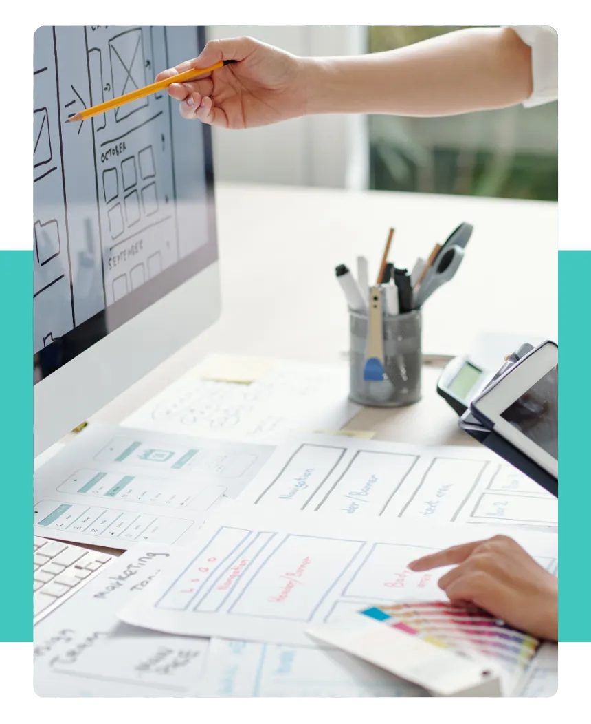 People designing a new layout for a report