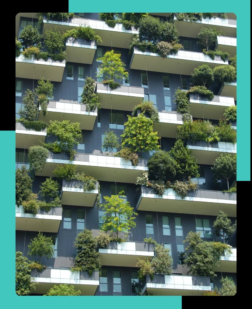 Een groen gebouw als symbool voor verschillende ratings en certificeringen